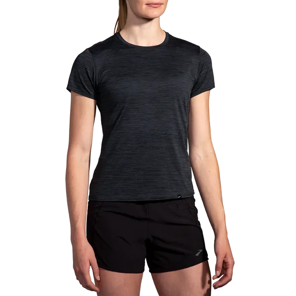 Brooks Women's Luxe Short Sleeve Htr Deep Black